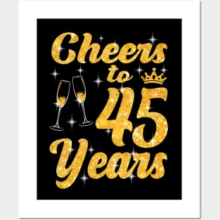 Cheers To 45 Years Old Queen Cute 45th Birthday Party Posters and Art